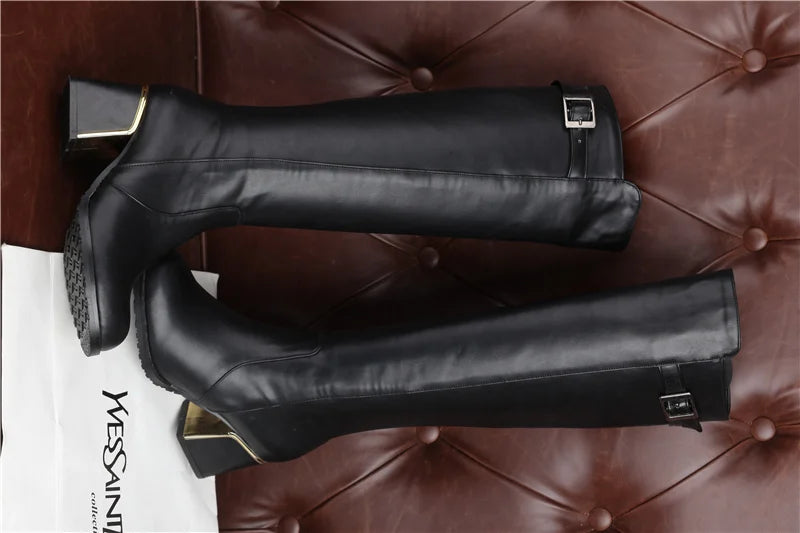 Zipper Knee High Fur Riding Boots