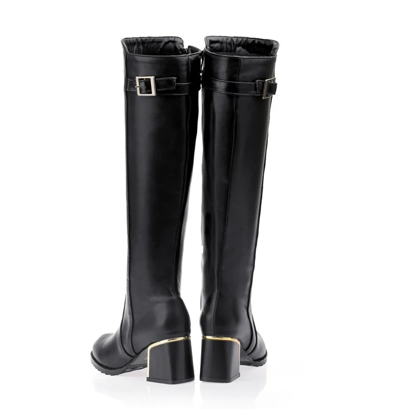 Zipper Knee High Fur Riding Boots