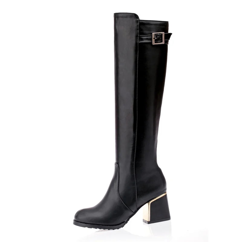 Zipper Knee High Fur Riding Boots