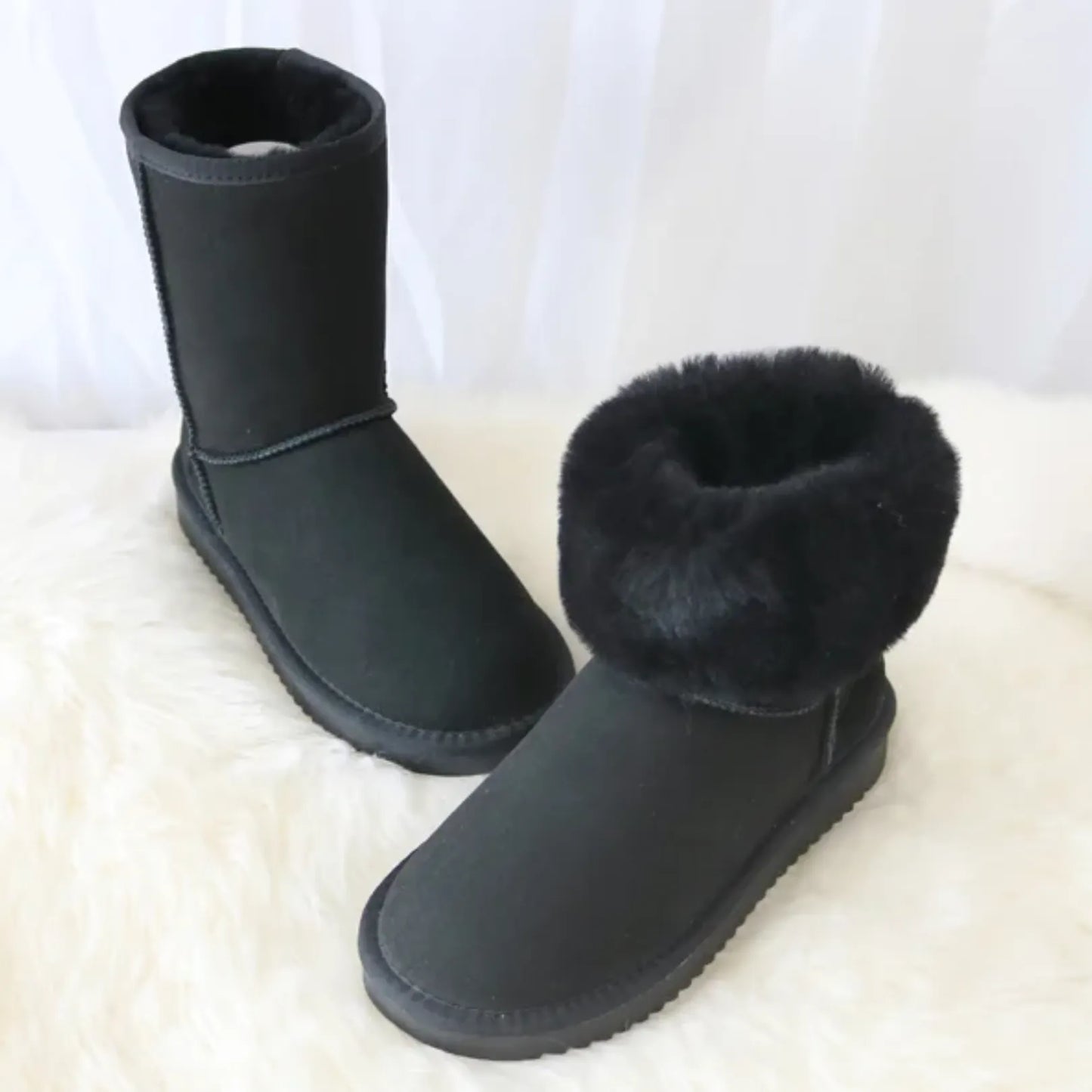 Luxury Sheepskin Mid-Calf Snow Boots
