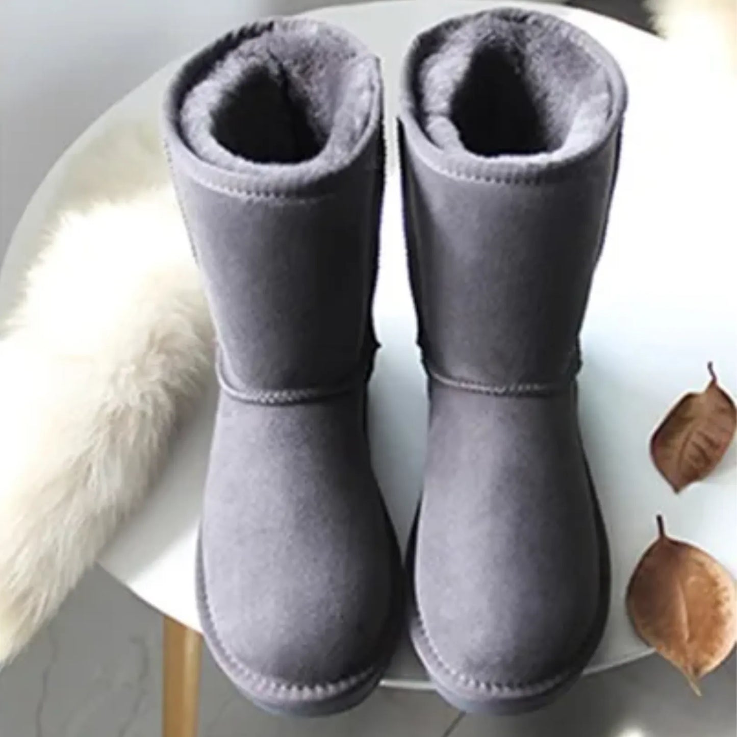 Luxury Sheepskin Mid-Calf Snow Boots