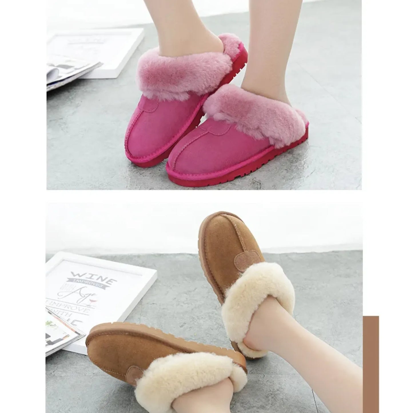 Sheepskin Fur Caterpillar Home Slippers
