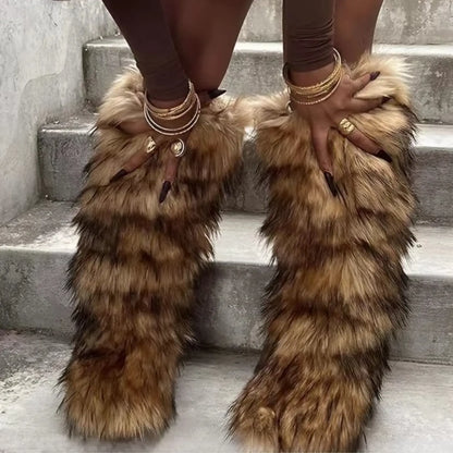 Women's Knee High Faux Fur Boots