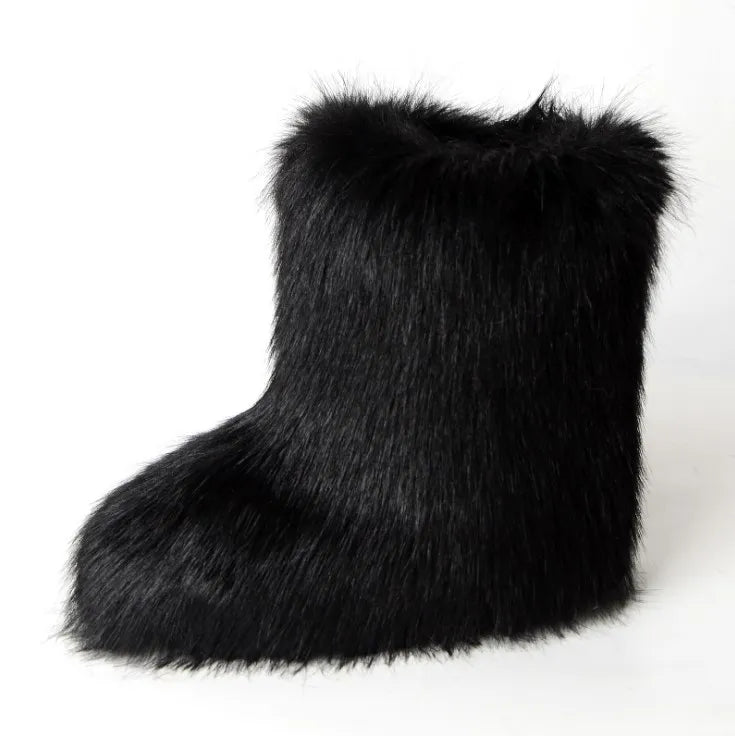 Luxury Fluffy Faux Fur Snow Boots - Multi Color