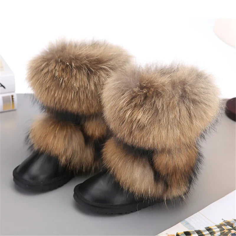 Luxury Non-Slip Fox Fur Snow Boots