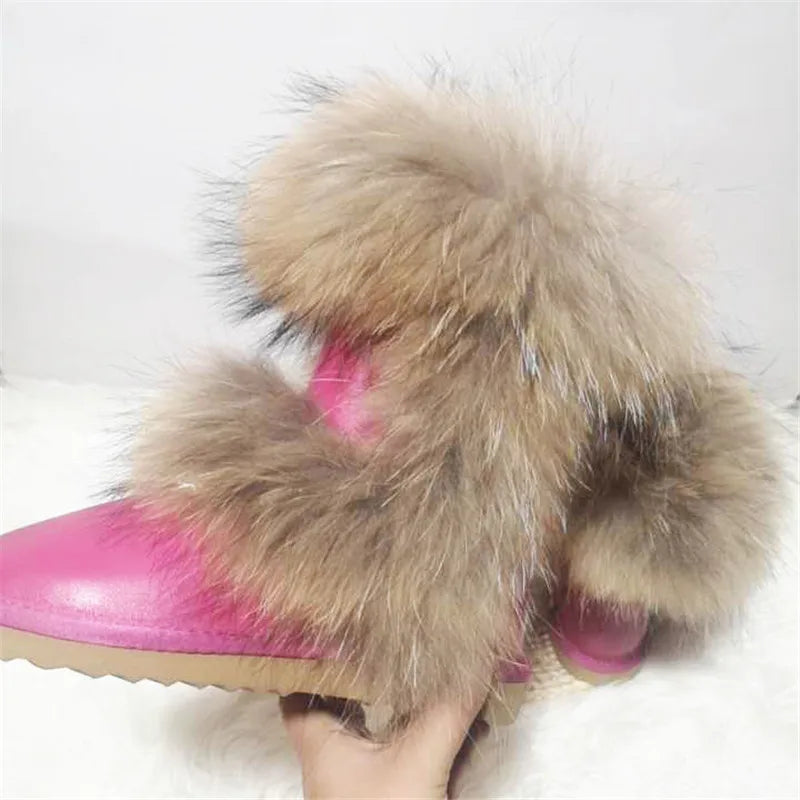 Luxury Non-Slip Fox Fur Snow Boots