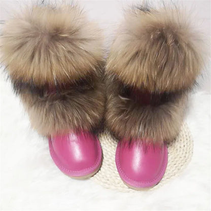 Luxury Non-Slip Fox Fur Snow Boots