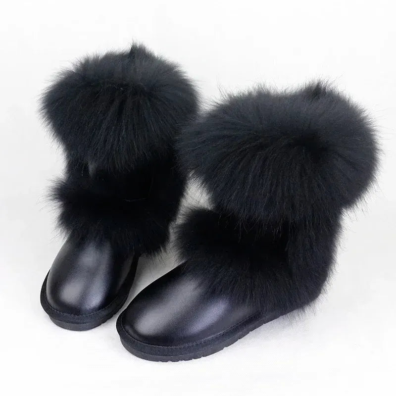 Luxury Non-Slip Fox Fur Snow Boots