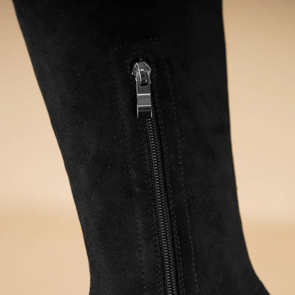 Elegant Suede Low Heel Thigh High Boots