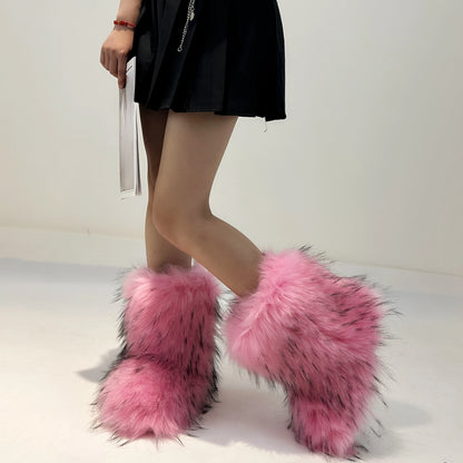 Luxury Fluffy Faux Fur Snow Boots