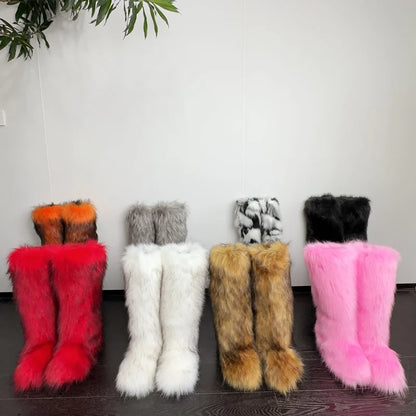 Women's Knee High Faux Fur Boots