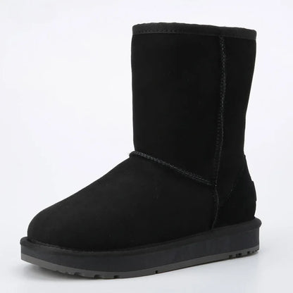 Cow Suede Fur-Lined Snow Boots