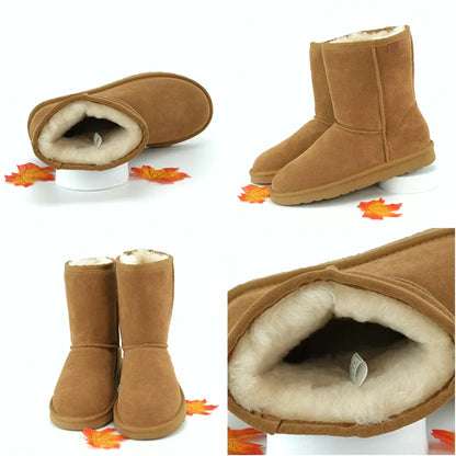 Cow Suede Fur-Lined Snow Boots
