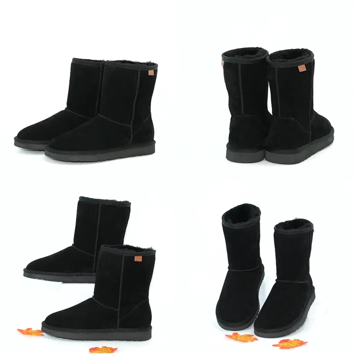 Cow Suede Fur-Lined Snow Boots