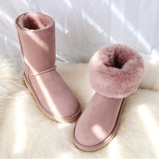 Luxury Sheepskin Mid-Calf Snow Boots