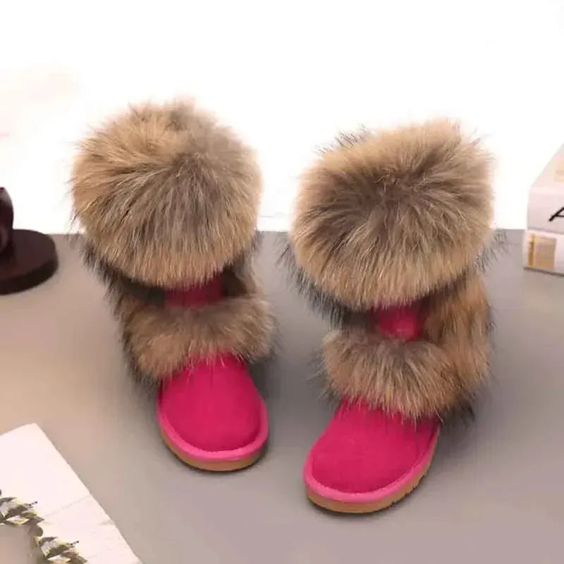 Luxury Non-Slip Fox Fur Snow Boots