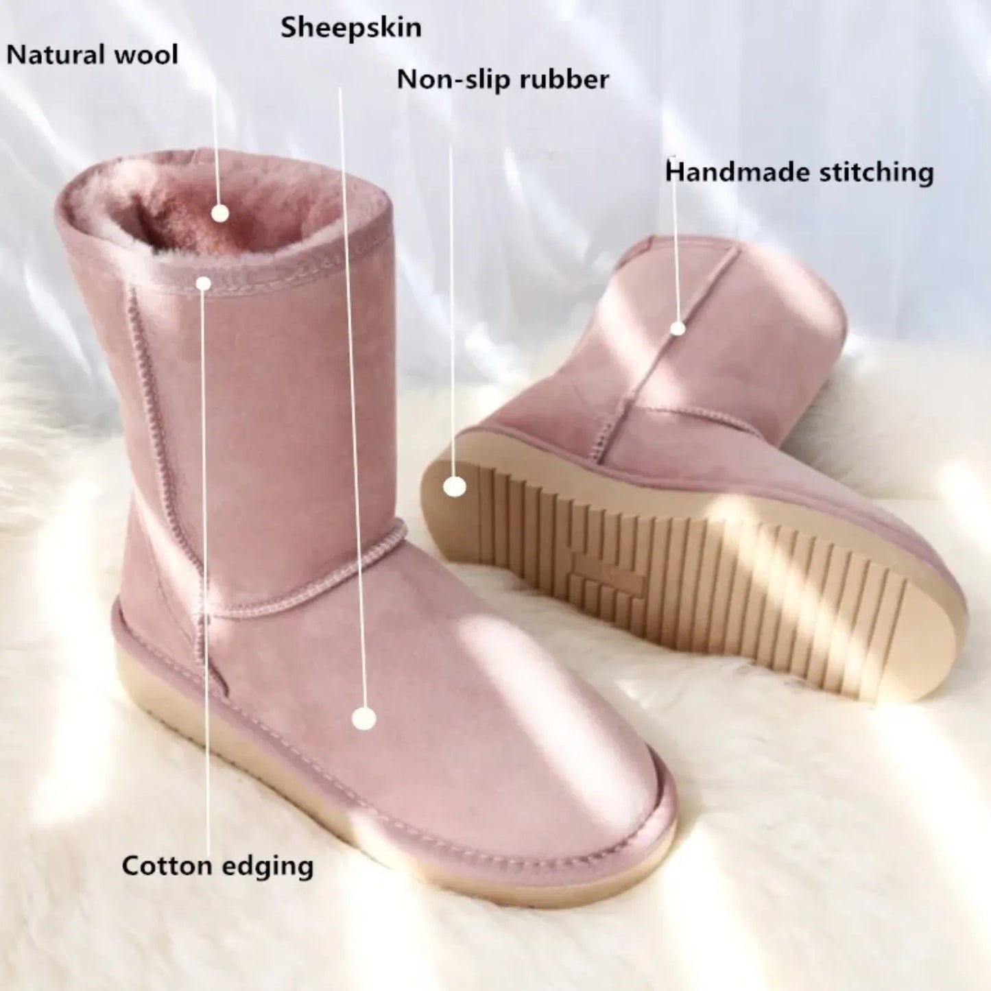 Luxury Sheepskin Mid-Calf Snow Boots