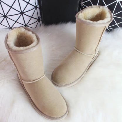 Luxury Sheepskin Mid-Calf Snow Boots